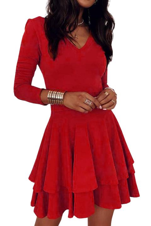 Elegantes Minikleid mit weitem Rüschenrock  KYLIANA, rot