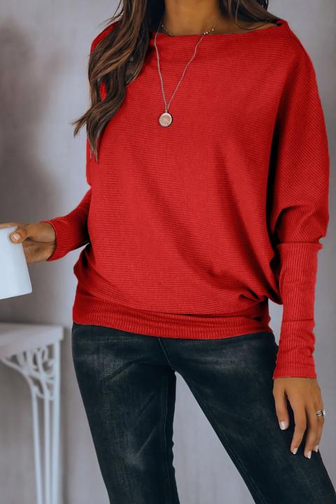Oversize T-Shirt mit U-Boot-Ausschnitt und weiten Ärmeln  Danica, rot