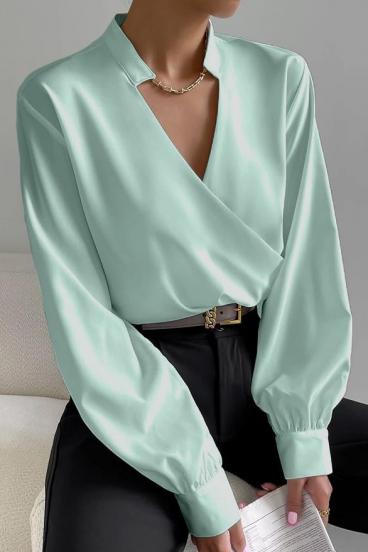Elegantes Crossover V-Neck Shirt mit Rüschen  Belucca, mint