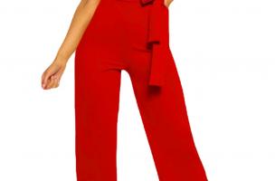 Modischer Jumpsuit mit weiter langer Hose und kurzen Ärmeln  Nelia, rot