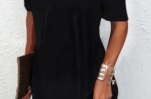 Elegantes Minikleid mit kurzen Ärmeln, offenen Schultern und Trägern  Cecina, schwarz