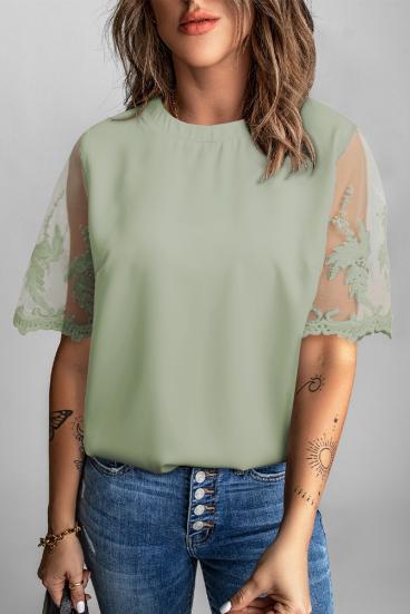 Damen T-Shirt mit transparenten Ärmeln  Jurana, grün