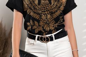 T-Shirt mit kurzen Ärmeln und dekorativen Details  Necochea, schwarz