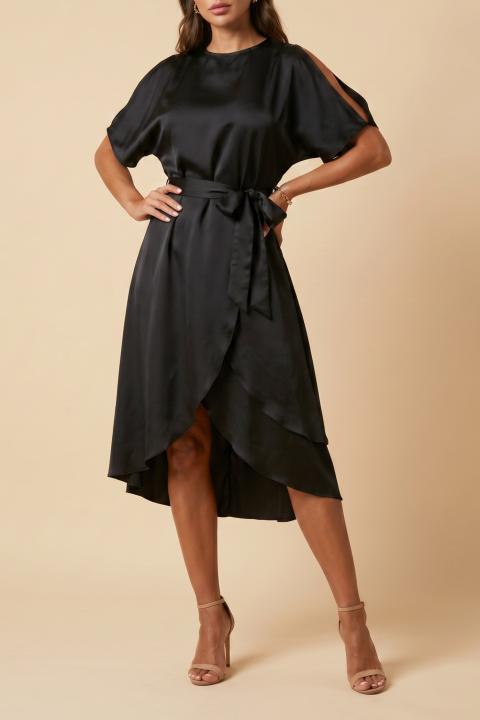 Elegantes Midikleid mit Cut-Outs Thiena, schwarz