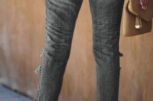 Moderne Straight-Jeans mit Schlitzen Carmel, schwarz