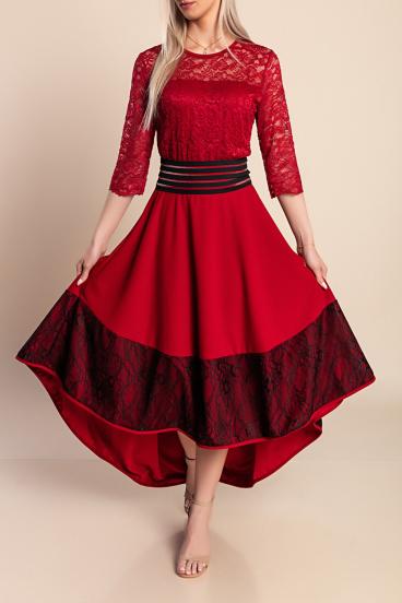 Elegantes Kleid mit Spitze Bianca, bordeaux
