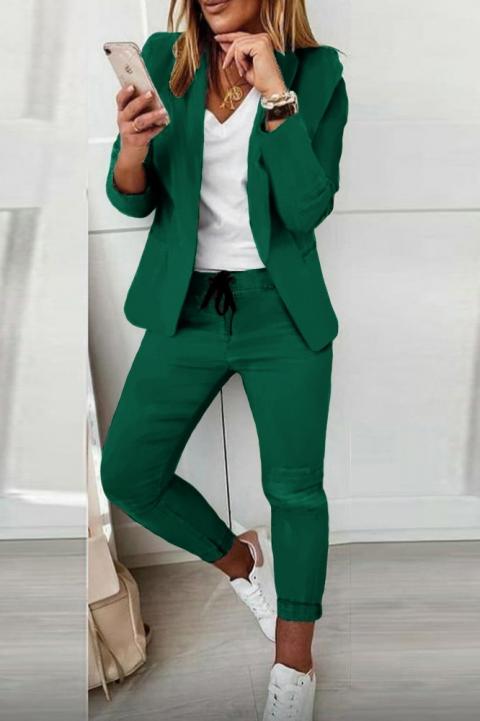 Einfarbiges, elegantes Set aus Blazer und Hose Estrena, hellgrün