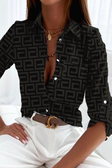 Elegante Bluse mit geometrischem Print  Lavlenta, schwarz