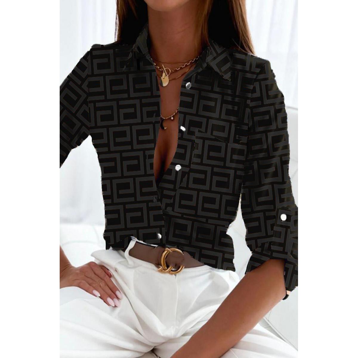 Angebotieren Elegante Bluse mit Print geometrischem --31% Lavlenta, schwarz