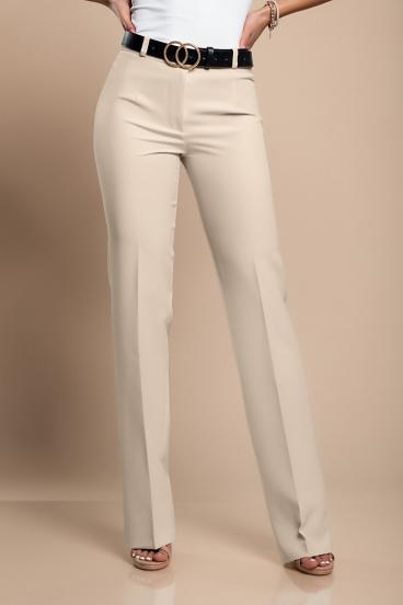Elegante lange Hose mit geradem Bein, beige