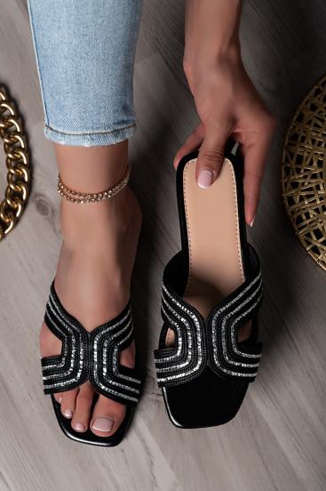 Sandalen mit dekorativen Details, schwarz