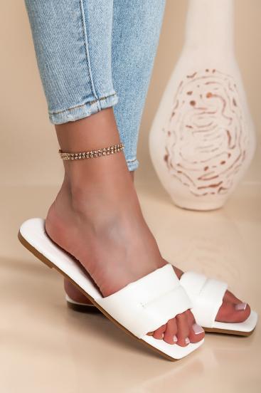 Sandalen mit breitem Riemen, weiß