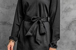 Elegantes Minikleid mit weiten Ärmeln und Schleife  Ortona, schwarz