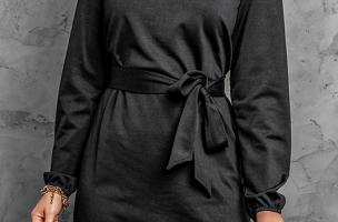 Elegantes Minikleid mit weiten Ärmeln und Schleife  Ortona, schwarz