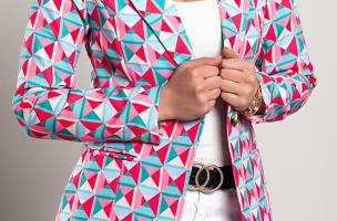 Blazer mit geometrischem Print, rosa