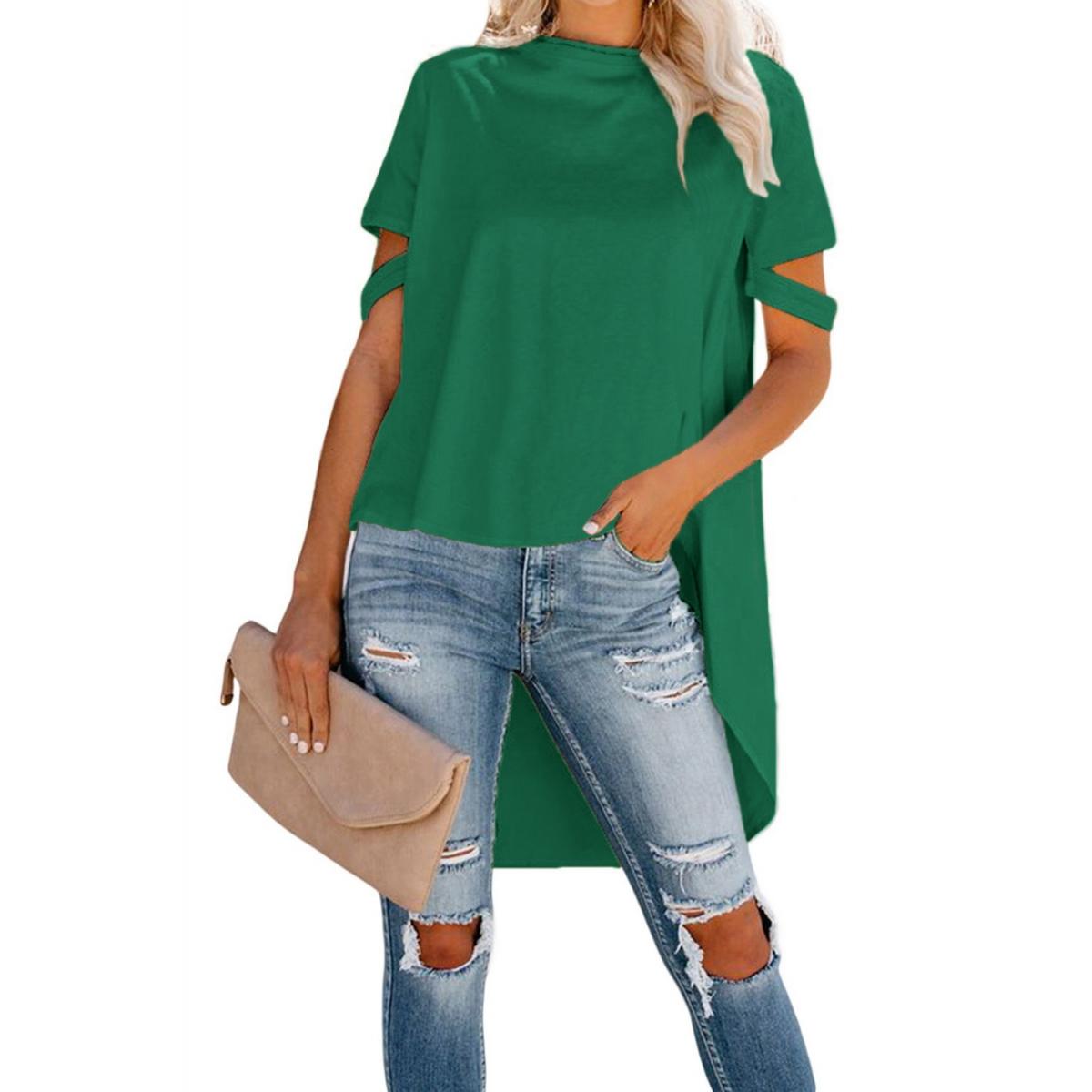 Asymmetrisches Kurzes T-Shirt Vebtura, Grün