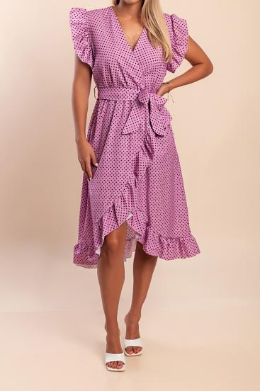 Midikleid mit Tupfenprint, Flieder