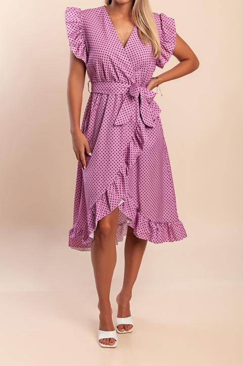 Midikleid mit Tupfenprint, Flieder