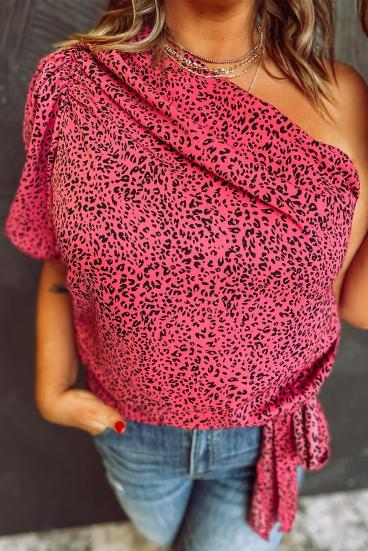 Plus-Size-Top mit Leopardenmuster, rosa