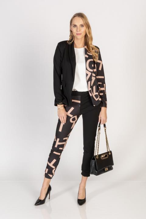 Hosen-Set mit elegantem Blazer mit Buchstabendruck  Estrena, schwarz