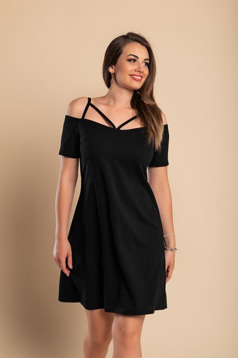 Elegantes Minikleid mit kurzen Ärmeln, offenen Schultern und Trägern  Cecina, schwarz