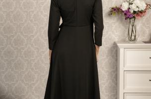 Elegantes Kleid mit Klappkragen und 3/4 Ärmeln  Imogena, schwarz