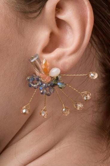 Elegante Ohrringe in Form eines Blumenstraußes, ART377, mehrfarbig