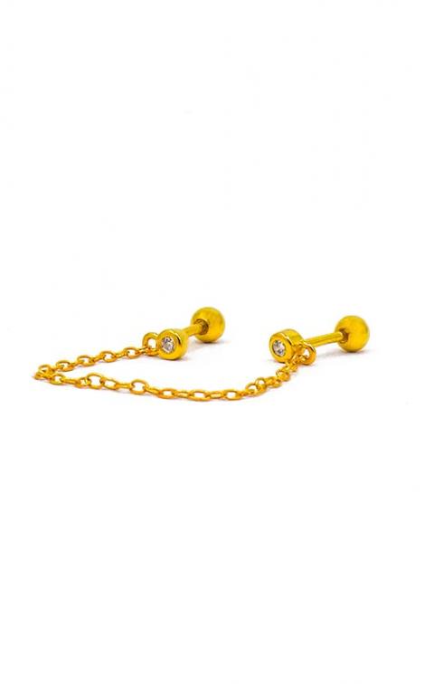 Eleganter Mini-Ohrring mit Kette, ART860, goldfarben