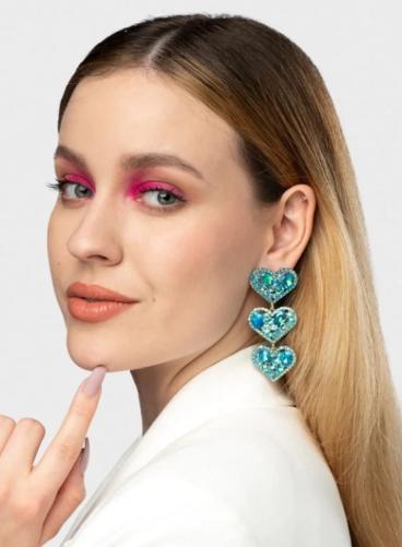 Elegante Ohrhänger mit dekorativen Diamanten, blau