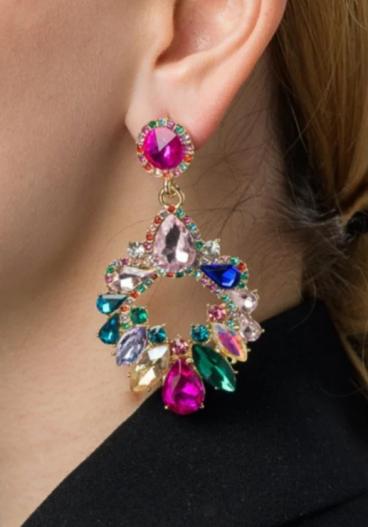 Elegante Ohrringe mit dekorativen Diamanten, ART1045, mehrfarbig