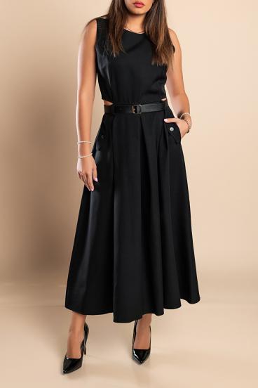Langes Kleid mit Schlitzen, schwarz