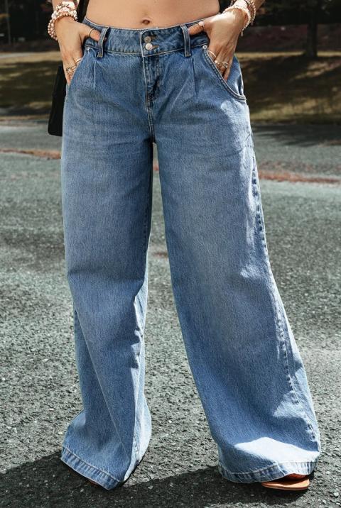 Oversize-Jeans mit tiefem Bund und weitem Bein, Hellblau