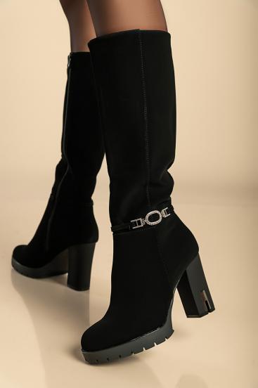 Elegante Stiefel mit hohem Absatz, schwarz