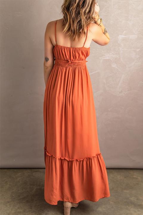 Elegantes transparentes Kleid mit Rüschen  Gaucha, orange