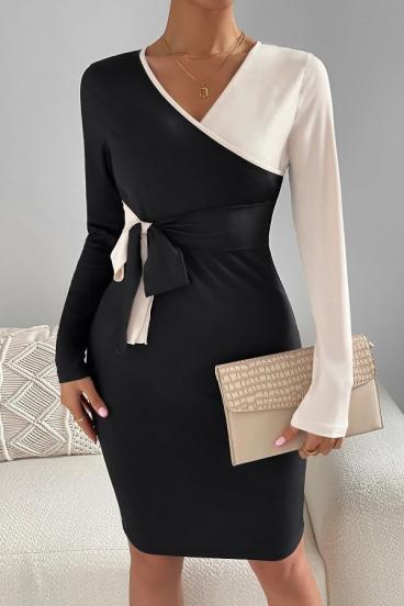 Elegantes Kleid in zweifarbiger Kombination, Weiß und Schwarz