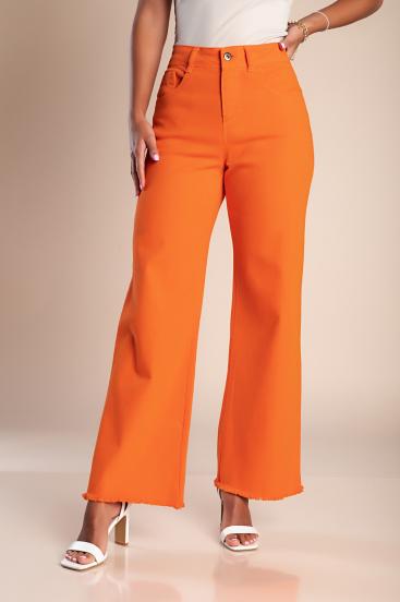 Hose mit weitem Bein aus Baumwolle, orange