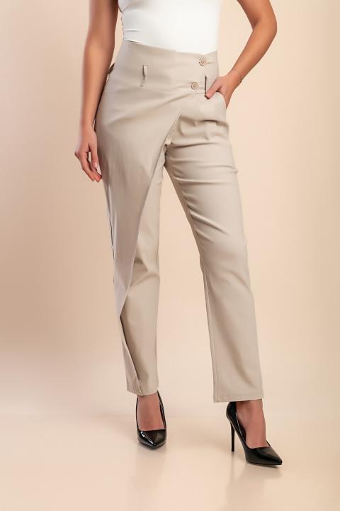 Elegante Hose mit Rüsche, beige