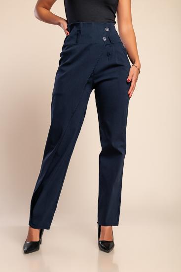 Elegante Hose mit Rüsche, dunkelblau