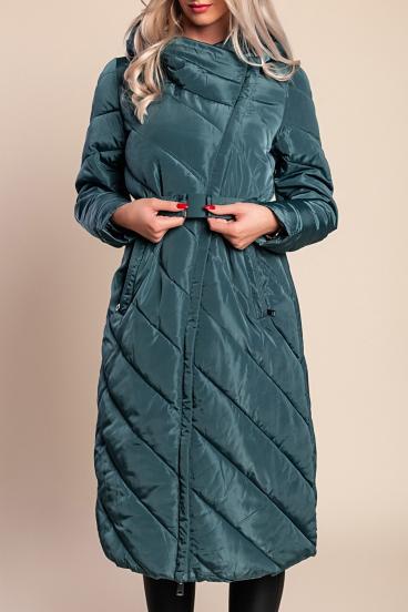 Lange Winter Steppjacke, petrol