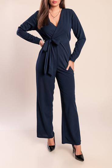 Edler Langarm Jumpsuit, dunkelblau