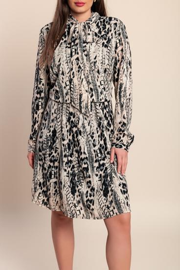 Bedrucktes Kleid in Übergröße, Beige