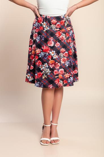 Plus Size Rock mit Blumenprint, Rot
