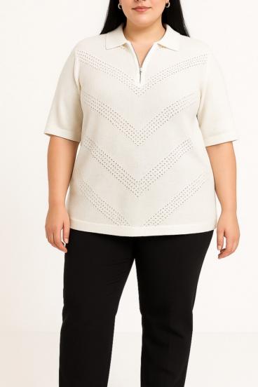 Großgrößen Strickpullover, weiß