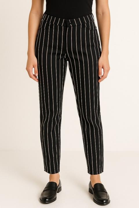 Große Größen gestreifte Hose, schwarz