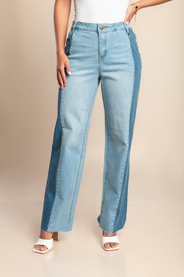High Waist Straight Jeans, Hellblau