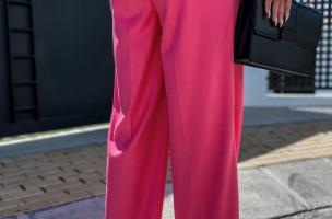 Elegante lange Hose mit weitem Bein Agora, Pink