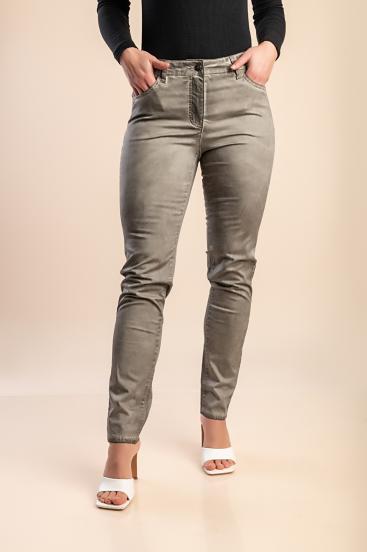 Schlanke Baumwollhose, grau