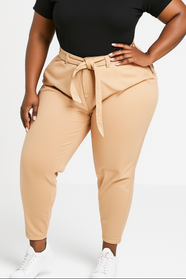 Große Größen Baumwollhose, beige