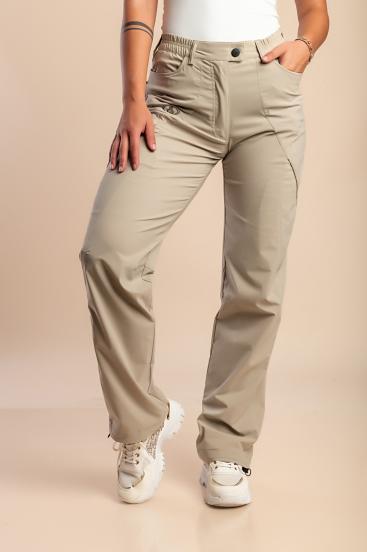 Große Größen Hose mit elastischem Bund, beige
