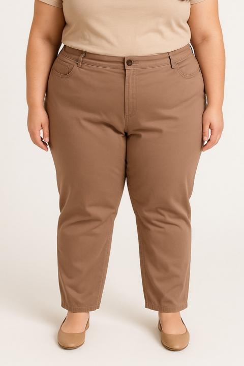 Große Größen Baumwollhose, Kamel
